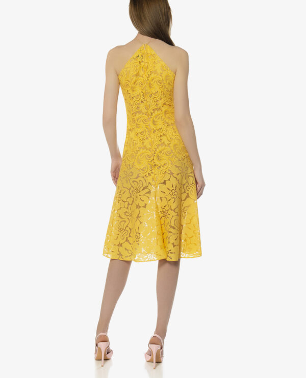 HALTER-NECK MIDI LACE DRESS