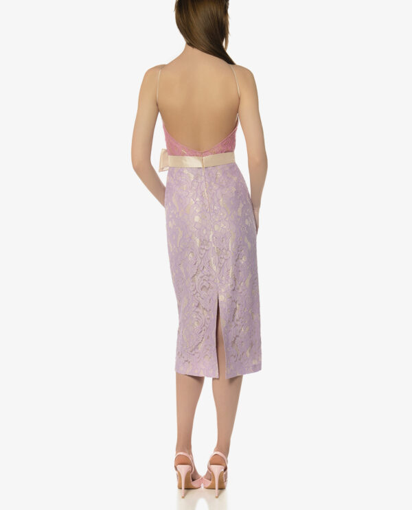 BACKLESS MIDI LACE DRESS