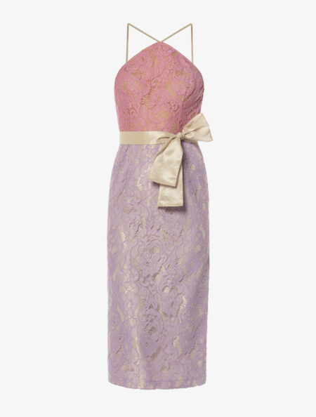 BACKLESS MIDI LACE DRESS