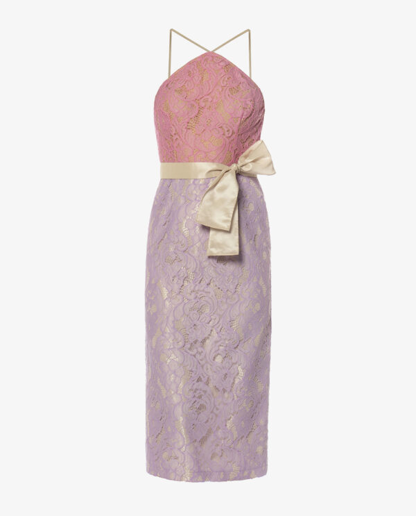 BACKLESS MIDI LACE DRESS