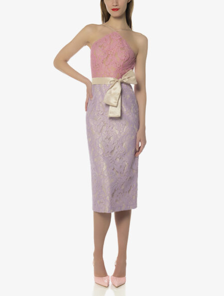 BACKLESS MIDI LACE DRESS