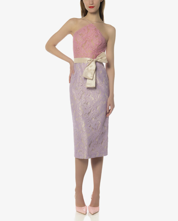 BACKLESS MIDI LACE DRESS