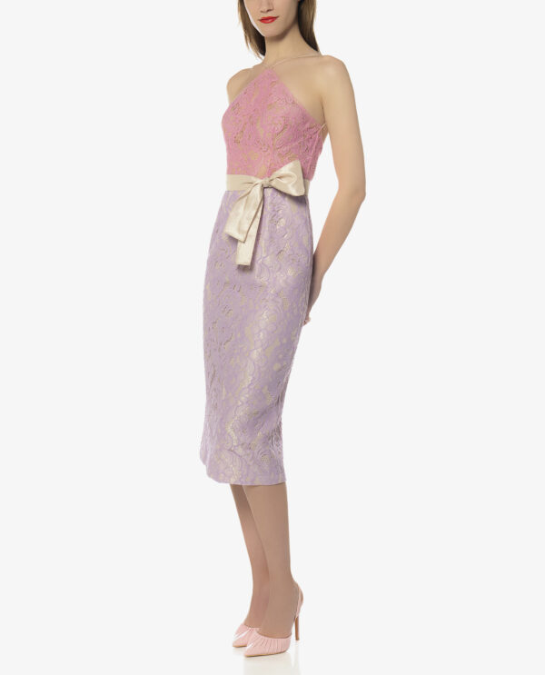 BACKLESS MIDI LACE DRESS