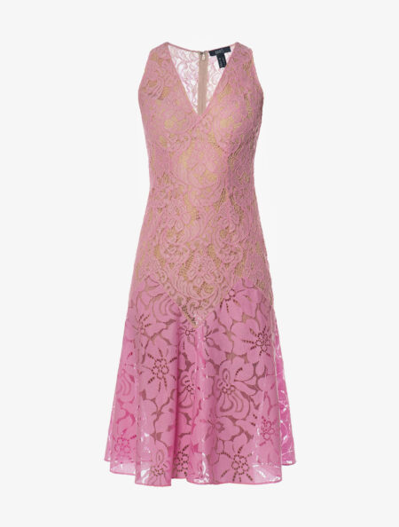 V-NECK MIDI LACE DRESS